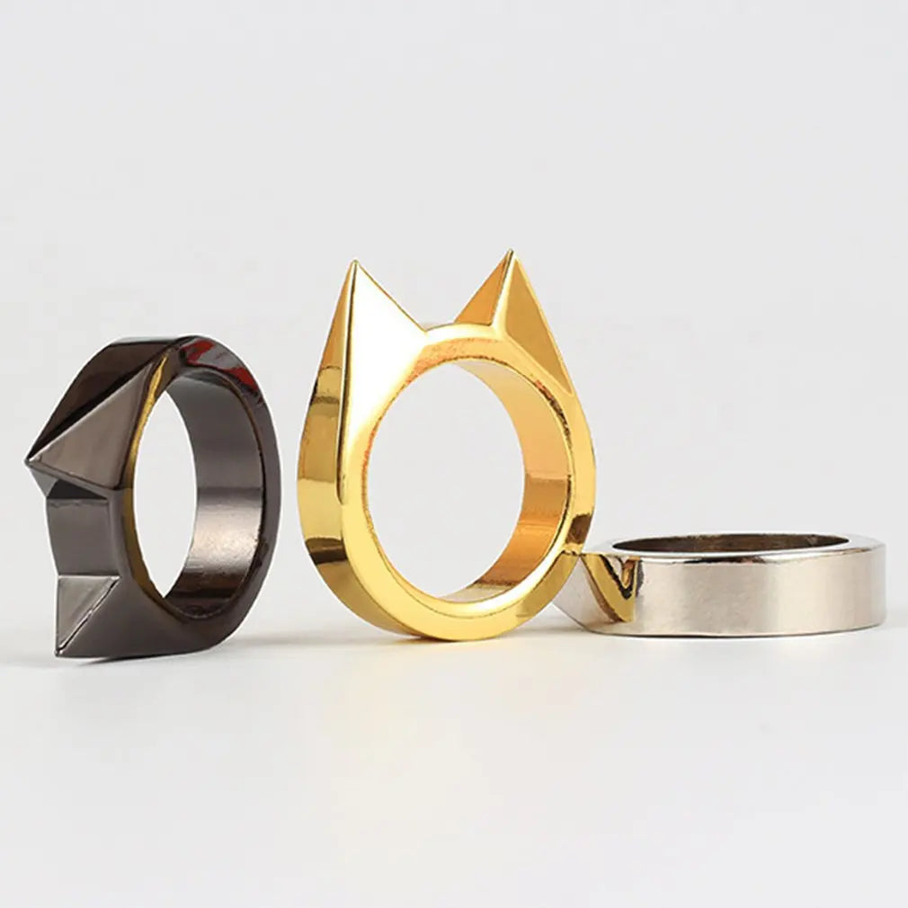 Safety Metal Defense Ring for Men and Wome Cat's Ear Ring