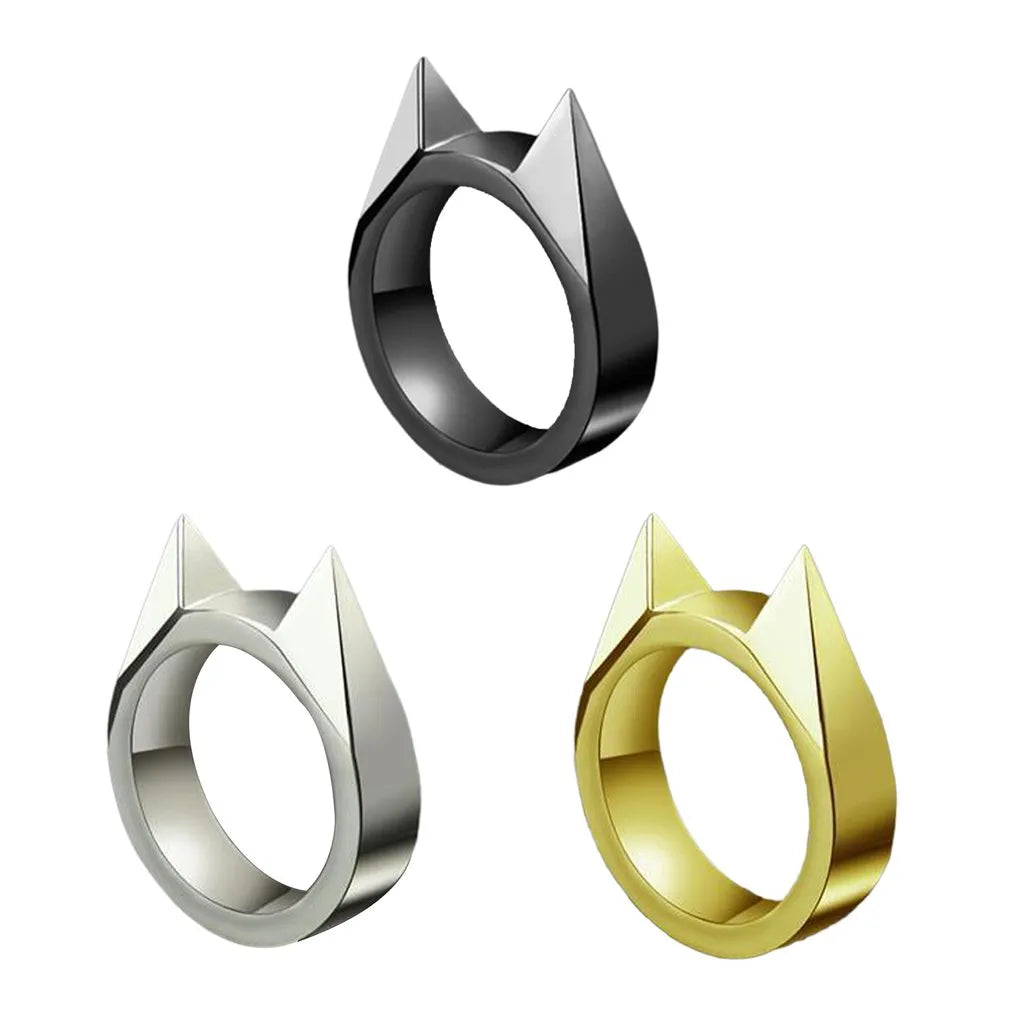 Safety Metal Defense Ring for Men and Wome Cat's Ear Ring