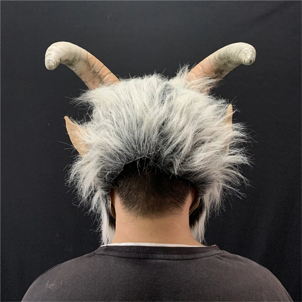 Takerlama Lucifer Cosplay masque démon diable corne Latex masques avec bouche sanglante Halloween carnaval horreur accessoires de déguisement