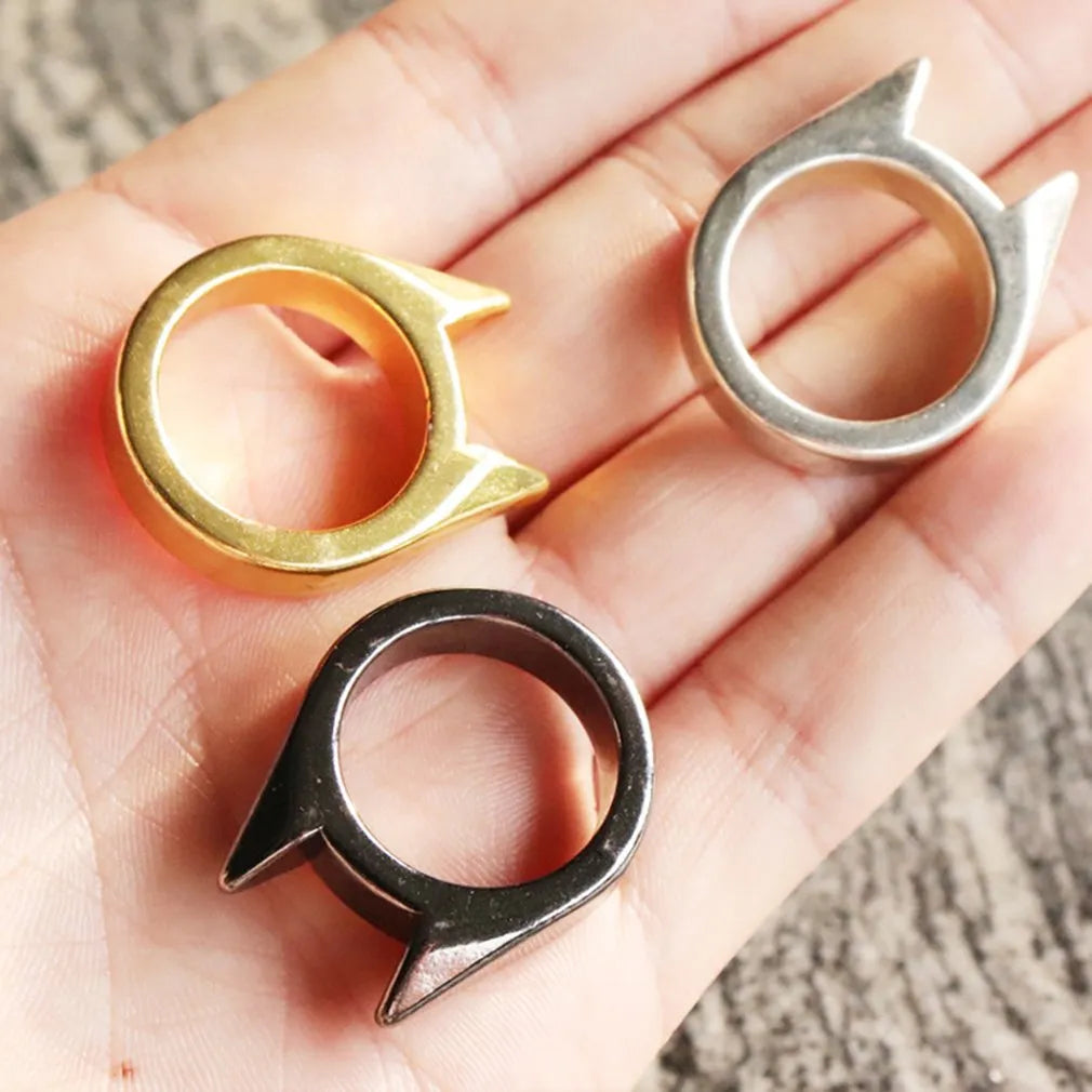 Safety Metal Defense Ring for Men and Wome Cat's Ear Ring