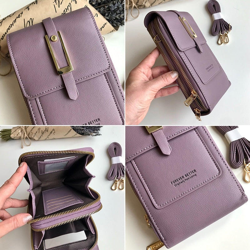 Women Wallet Brand Touchable Mobile Phone Bags Small Card Holders Handbag Purse Clutch Wallets Messenger Shoulder Bag Female
