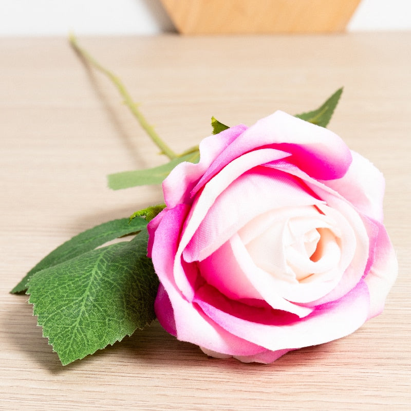 5pcs Artificial Rose Flowers Silk Long Branch Bouquet