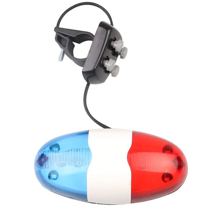 6 LED 4 Tone Bicycle Bell - Electric Horn with LED Police Light for Bike Safety