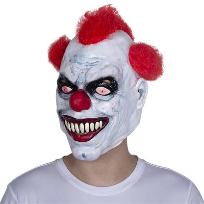 Evil Laughing Clown Mask Creepy Killer Joker With Red Hair