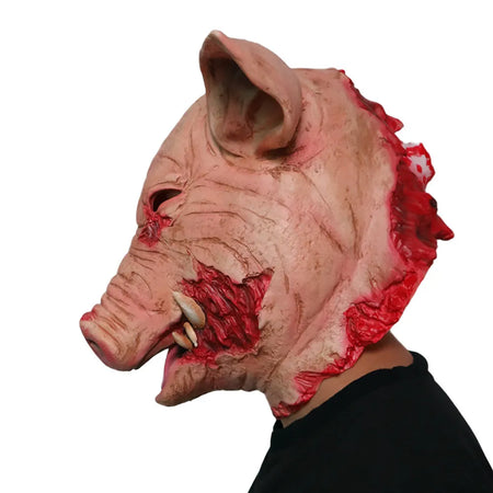 Scary Saw Pig Head Mask Cosplay Party Horrible Bloody
