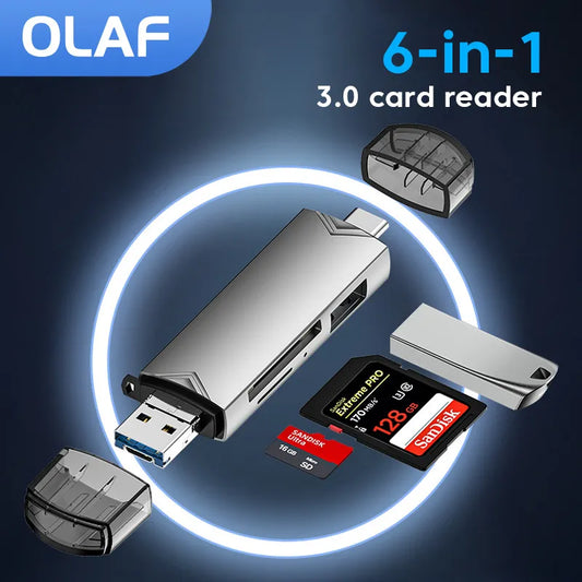 Olaf OTG Type C Micro sd card Reader type c to usb otg adapter 6 in 1 USB 3.0 TF card USB flash drive Type C Card reader