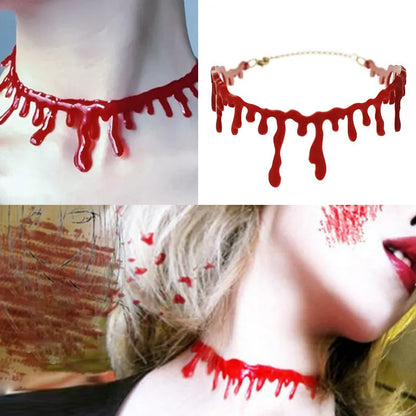 Halloween Bloody Scar Necklace Horror Fake Vampire Choker Girls Cosplay Costume Halloween Party Favors Decorations Kids Gifts