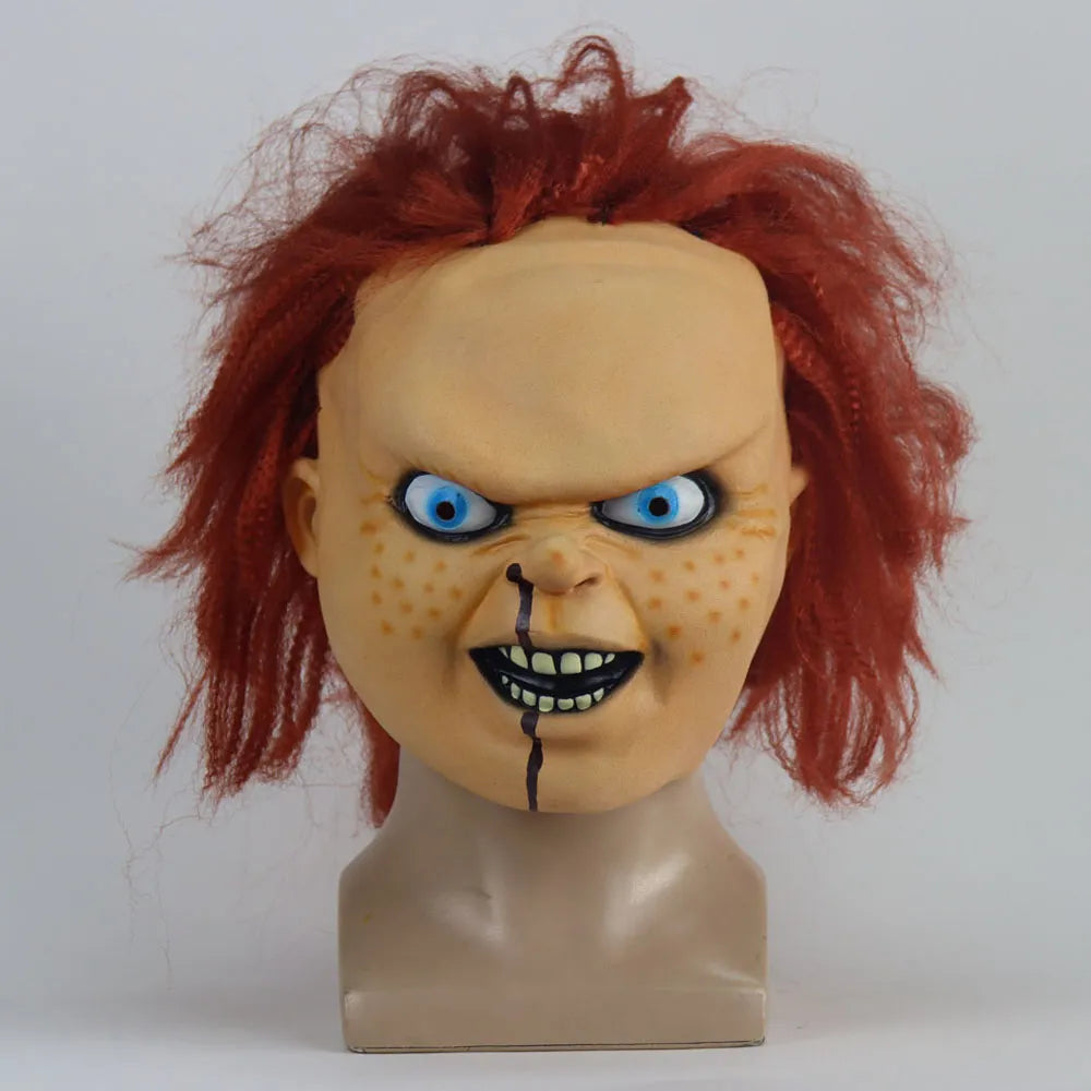 Horror Chucky Demon Mask Cosplay Child's Play Guys Clown Scary Joker Killer Latex Helmet Halloween Carnival Party Costume Props