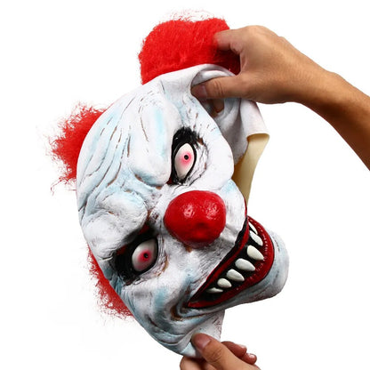 Evil Laughing Clown Mask Creepy Killer Joker With Red Hair