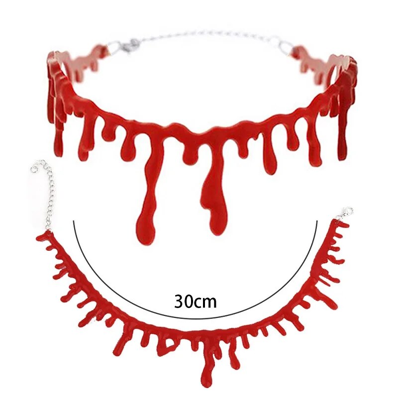 Halloween Bloody Scar Necklace Horror Fake Vampire Choker Girls Cosplay Costume Halloween Party Favors Decorations Kids Gifts