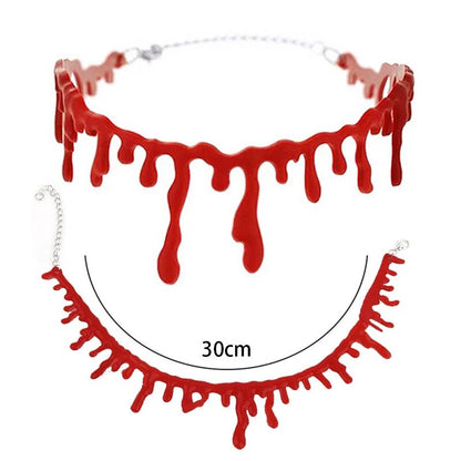 Halloween Bloody Scar Necklace Horror Fake Vampire Choker Girls Cosplay Costume Halloween Party Favors Decorations Kids Gifts