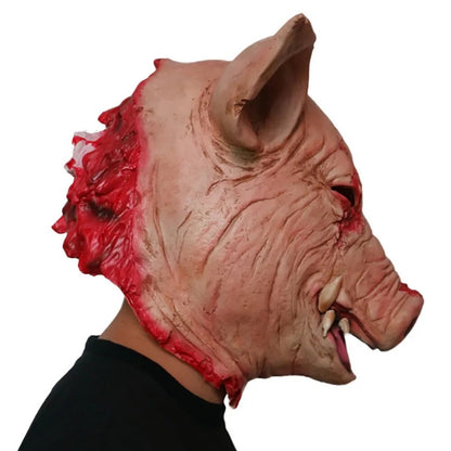 Scary Saw Pig Head Mask Cosplay Party Horrible Bloody