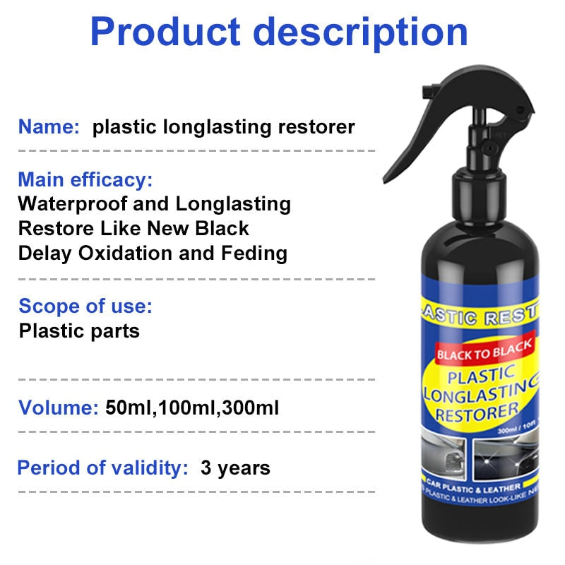 CAR PLASTIC RESTORE COATING AGENT RUBBER EXTERIOR REPAIR CLEAN