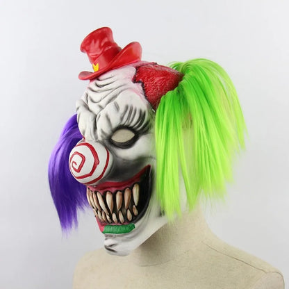 Horror Clown Latex Mask Scary Grimace Adult Full Head for Halloween Masquerade Party Costume Cosplay Fancy Dress Props