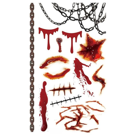 Halloween Tattoo Stickers Scary Bloody Wound Scar