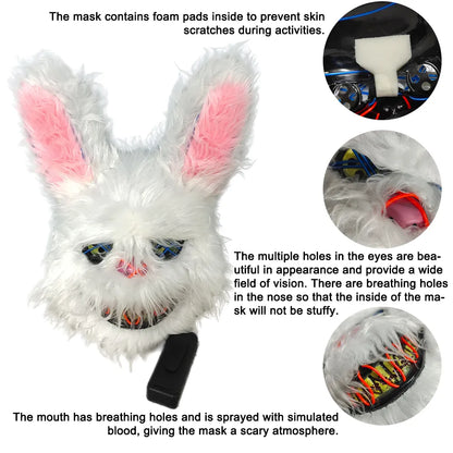 Hot Carnival EL Wire Bunny Mask Masquerade LED Rabbit Mask Glowing Halloween Party Mask For Birthday Wedding Party Cosplay Props