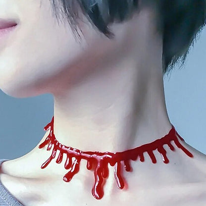 Halloween Bloody Scar Necklace Horror Fake Vampire Choker Girls Cosplay Costume Halloween Party Favors Decorations Kids Gifts