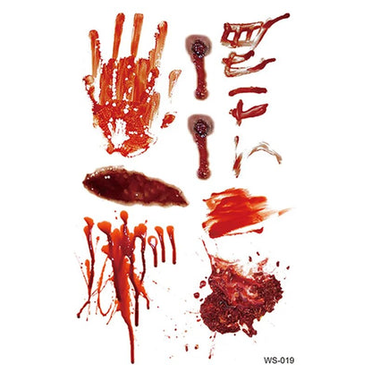 Halloween Tattoo Stickers Scary Bloody Wound Scar