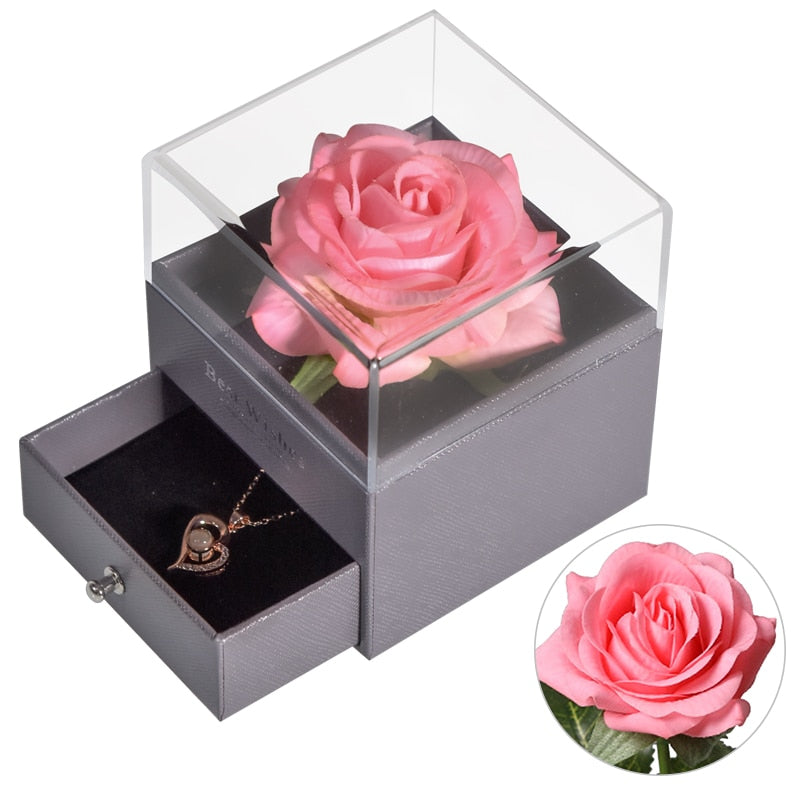 Valentine Eternal Rose Jewelry Box Preserved Flowe