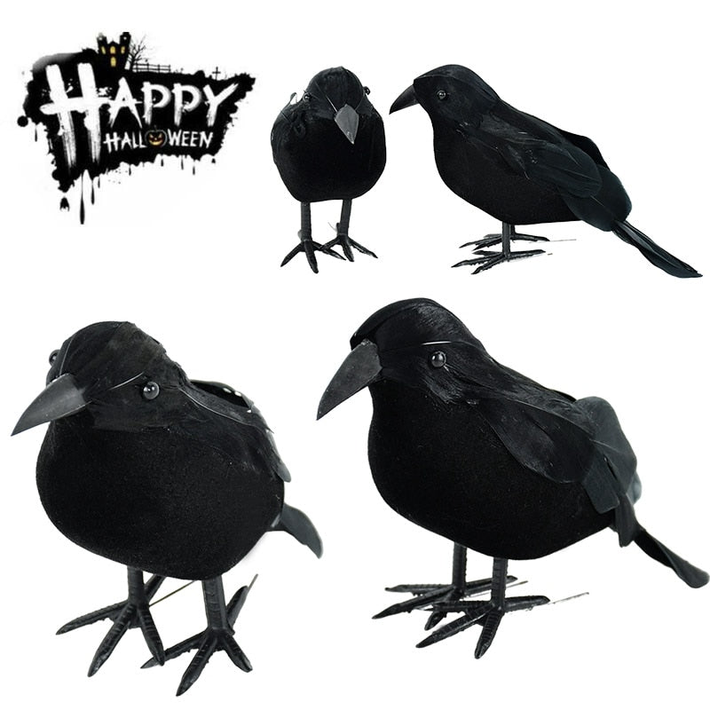 HALLOWEEN BLACK CROW FAKE BIRD.