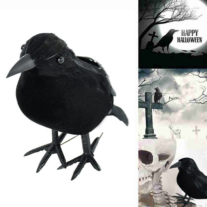 HALLOWEEN BLACK CROW FAKE BIRD.