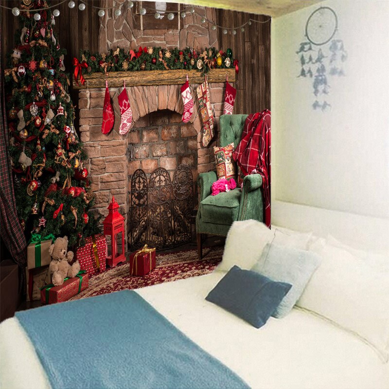 Tapestry Christmas Tree Wall Hanging Christmas Fireplace For Home Deco Tapestries Christmas Tree Large Size Tapestries