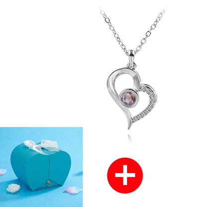 JEWELRY ROSE BOX WITH "I LOVE YOU IN 100 LANGUAGES" NECKLACE