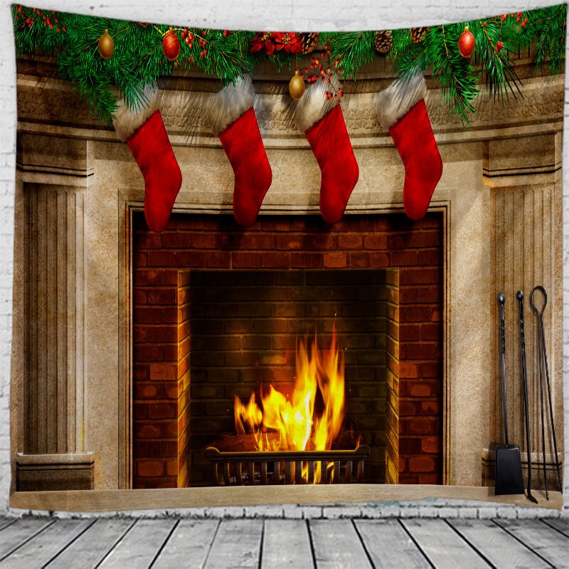 Tapestry Christmas Tree Wall Hanging Christmas Fireplace For Home Deco Tapestries Christmas Tree Large Size Tapestries