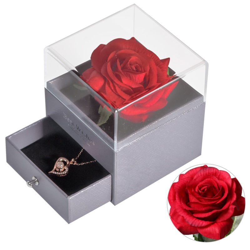 Valentine Eternal Rose Jewelry Box Preserved Flowe