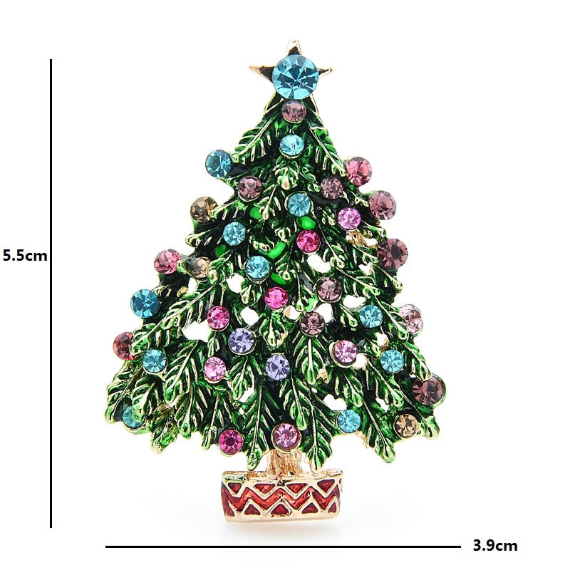 Wuli&amp;baby Green Enamel Tree Brooches Women Men Christmas Tree Party Causal Office Brooch Pins Gifts