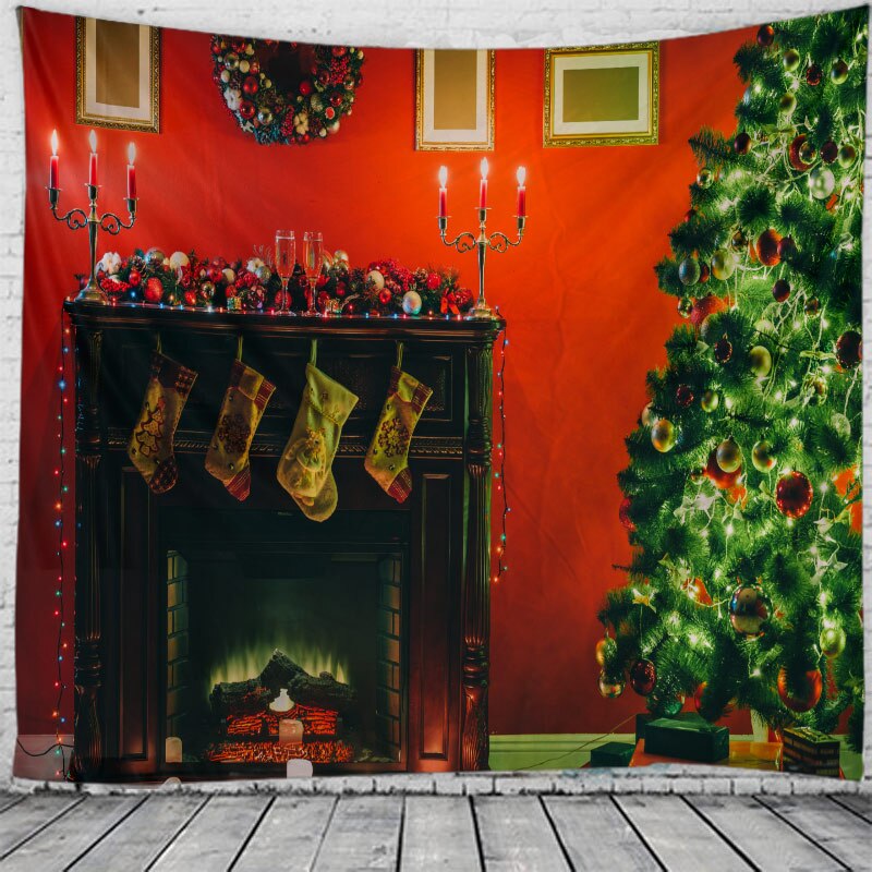 Tapestry Christmas Tree Wall Hanging Christmas Fireplace For Home Deco Tapestries Christmas Tree Large Size Tapestries