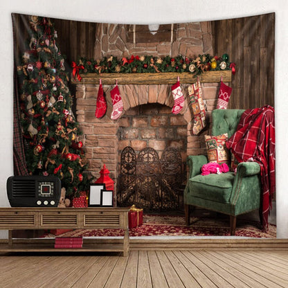 Tapestry Christmas Tree Wall Hanging Christmas Fireplace For Home Deco Tapestries Christmas Tree Large Size Tapestries