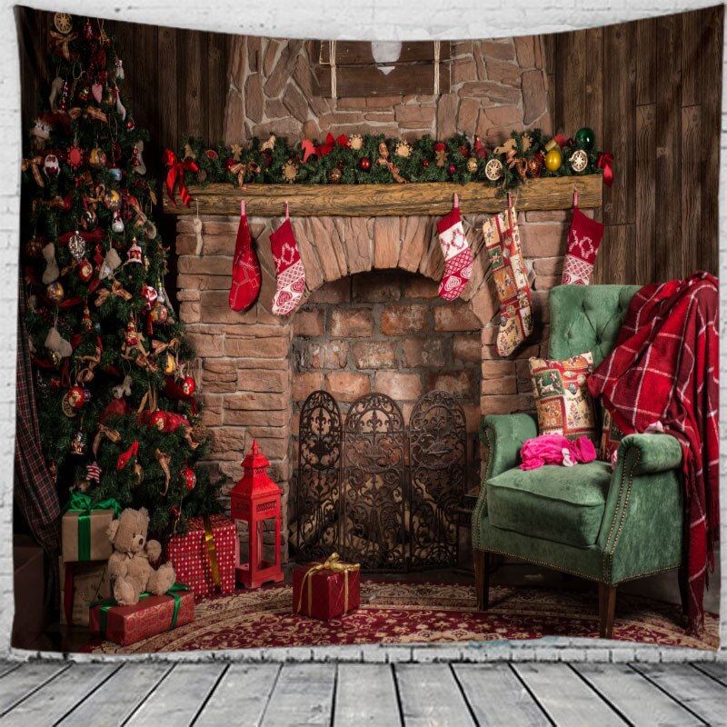 Tapestry Christmas Tree Wall Hanging Christmas Fireplace For Home Deco Tapestries Christmas Tree Large Size Tapestries