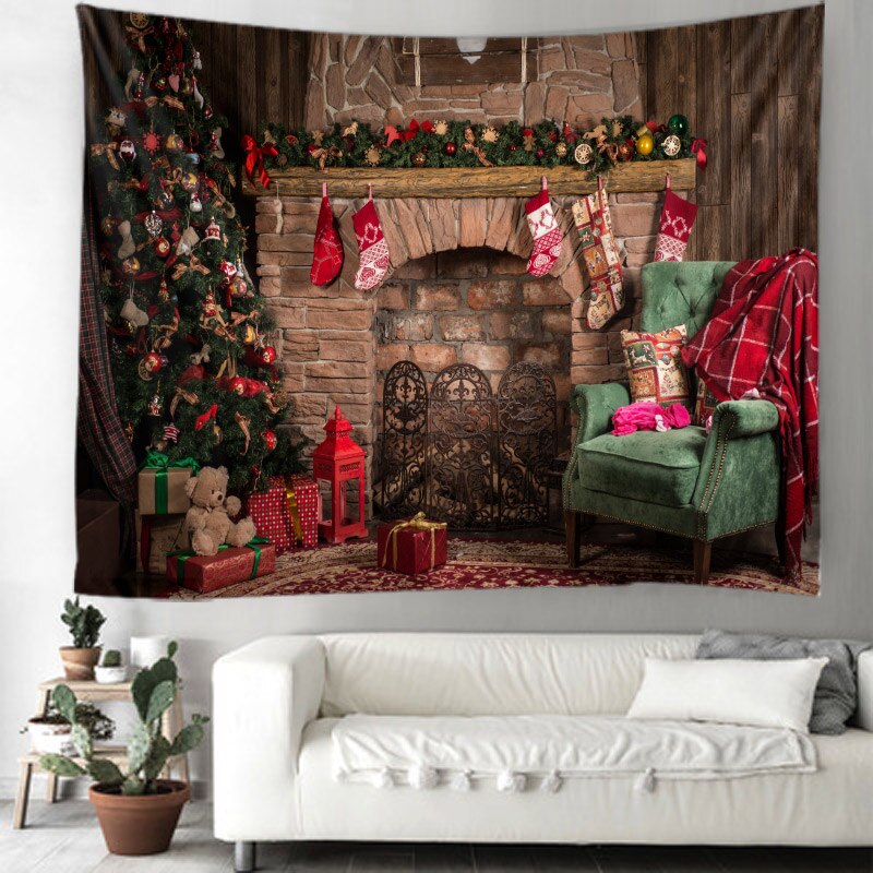 Tapestry Christmas Tree Wall Hanging Christmas Fireplace For Home Deco Tapestries Christmas Tree Large Size Tapestries