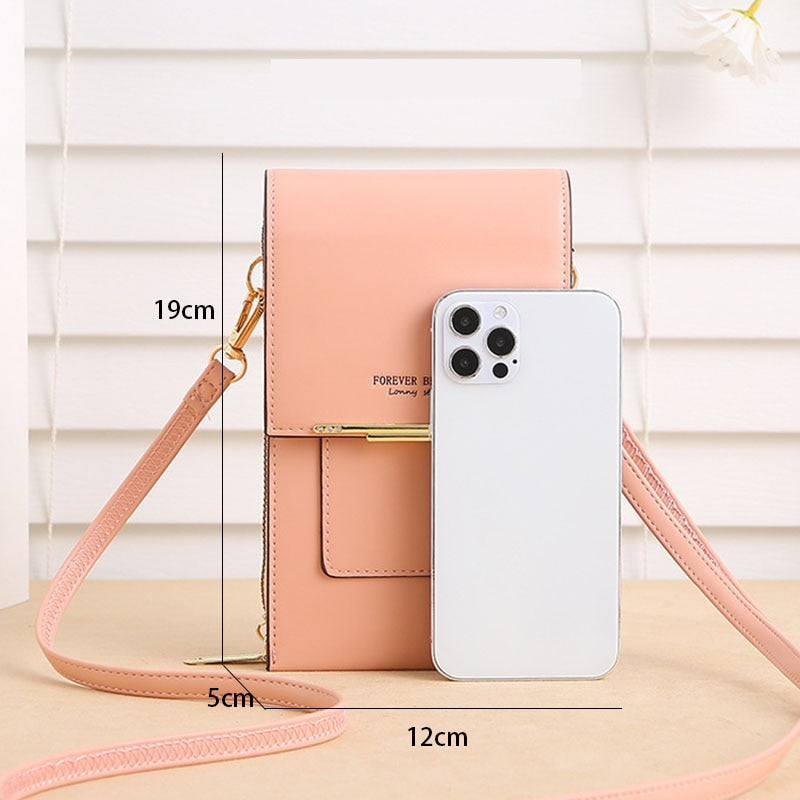 Women Touch Screen Cell Phone Shoulder Bags Smartphone Leather Strap Purse Large  Capacity Multi-Functional Handbag Purse Female