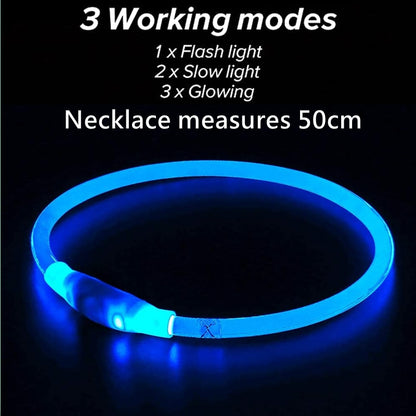 LED USB DOG COLLAR LUMINOUS NIGHT SAFETY FLASHING.