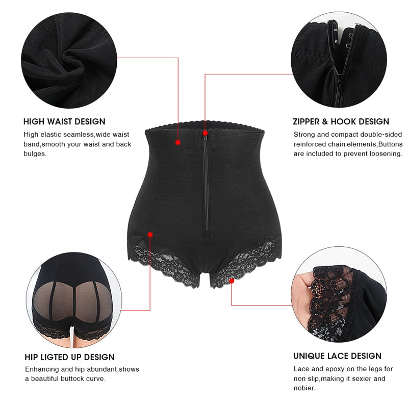 Women Waist Trainer Butt Lifter Body Shaper Slimming Underwear High Waist Tummy Control Panties Shapewear Sexy Lace Shaper Panty