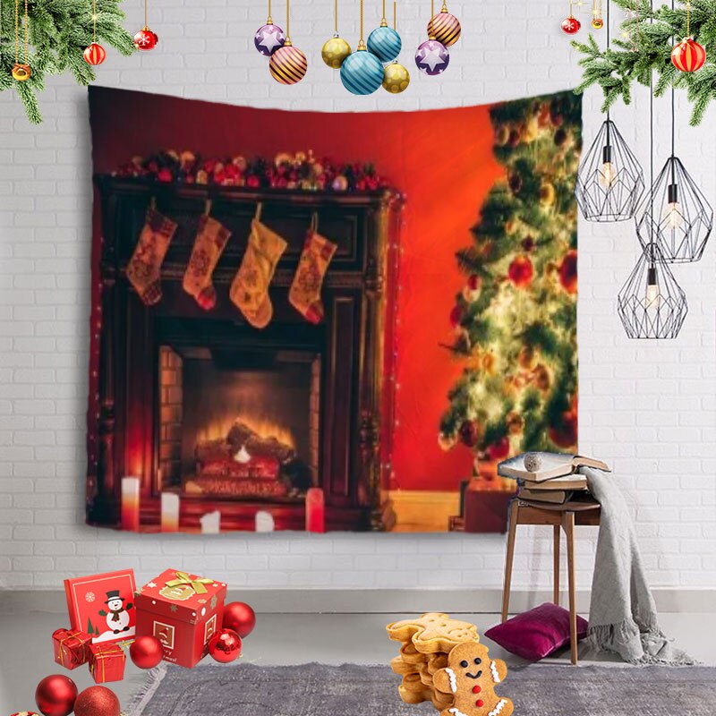 Tapestry Christmas Tree Wall Hanging Christmas Fireplace For Home Deco Tapestries Christmas Tree Large Size Tapestries