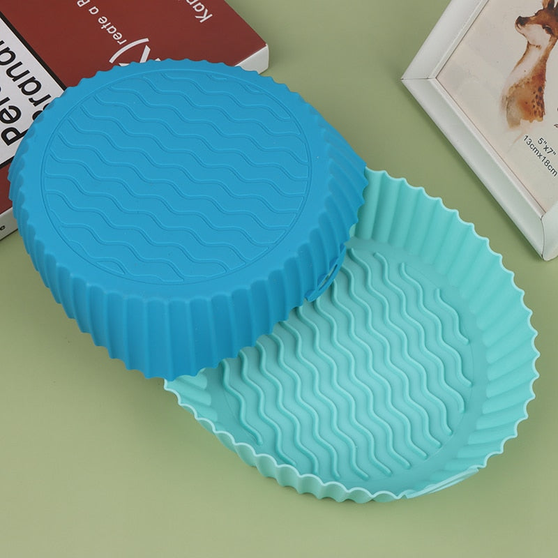 Silicone Reusable Air Fryer Liner Pot Basket Non-Stick Oven Microwave Grill Pan Baking Tray NEW