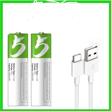 USB AA Rechargeable Battery 1.5V 2600mWh type-c 1.5 H Fast Charge eco-friendly