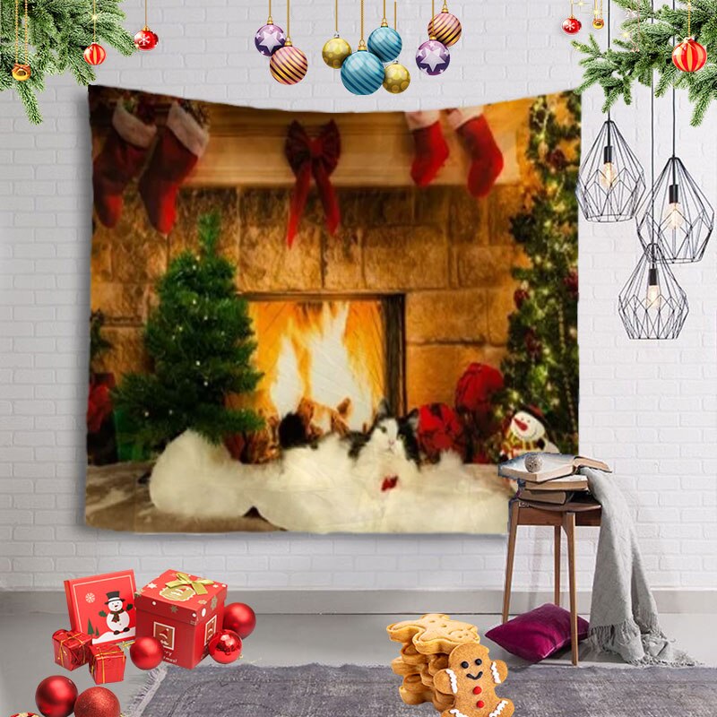 Tapestry Christmas Tree Wall Hanging Christmas Fireplace For Home Deco Tapestries Christmas Tree Large Size Tapestries